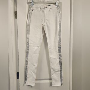 AG Adriano Goldschmied Skinny Legging Jeans in White and Silver